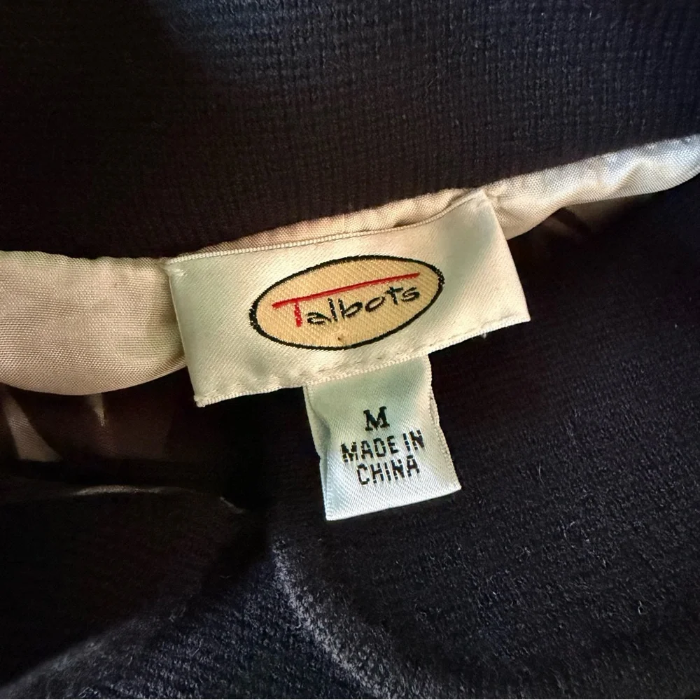 Talbots Chic Black Double-Breasted Fully Lined Merino Wool Sweater Jacket - Picture 5 of 8